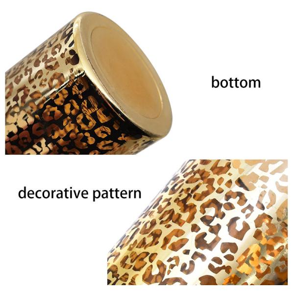 Gold Leopard Print Lead Free Glass Candle Cup 10cm Height