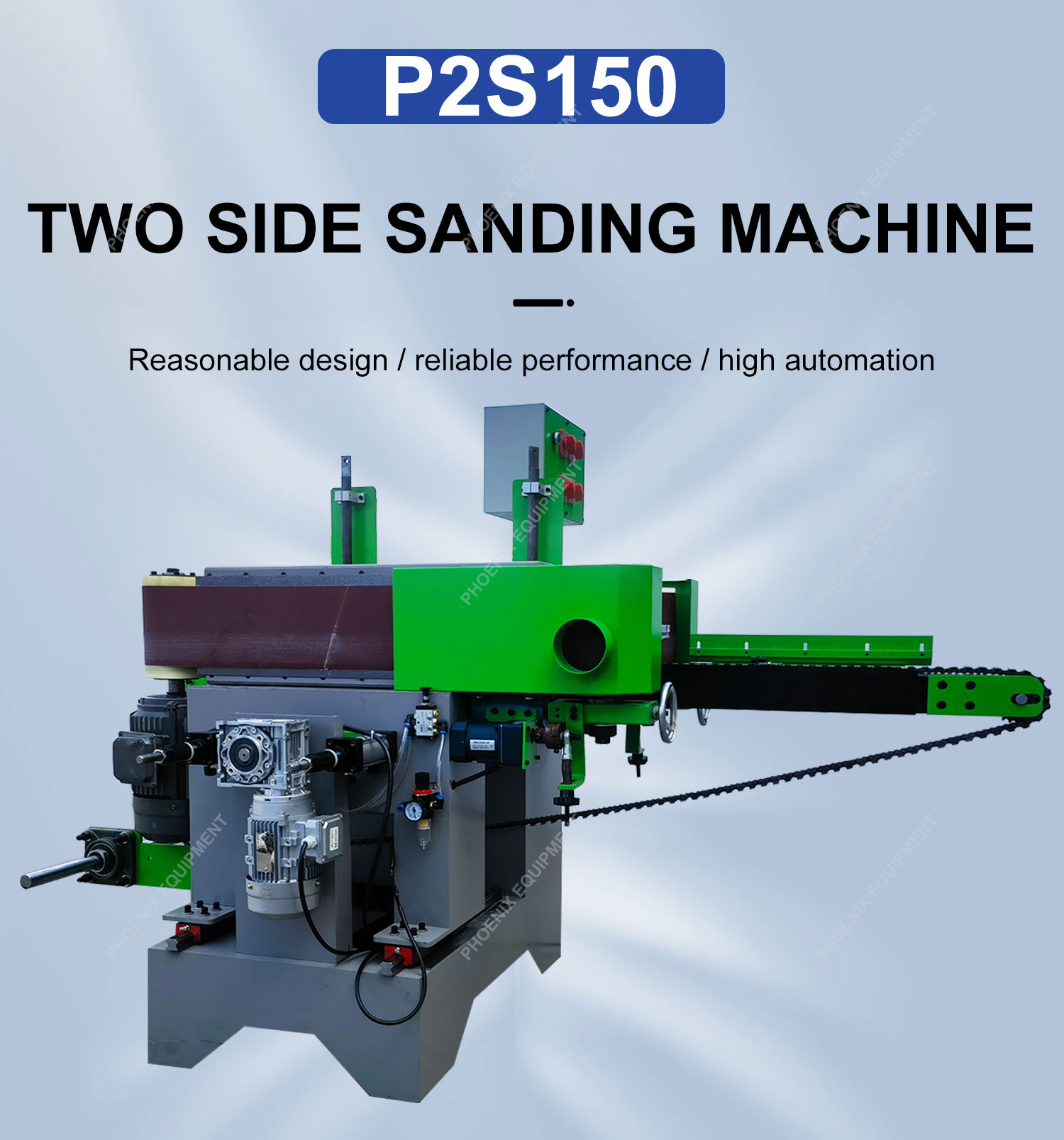 Solid Wood/Plastic/Plywood Double-Sided Polishing Machine with 150mm Maximum Width