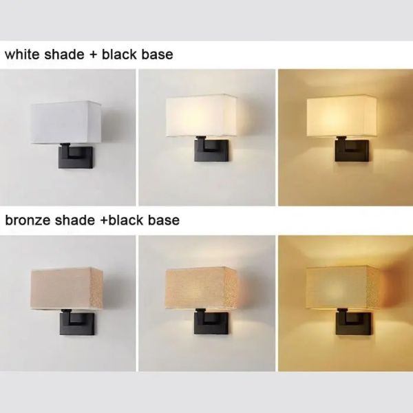 USB Wall Lights with Switch Rectangle White Yellow Fabric mirror front light(WH-MR-95)