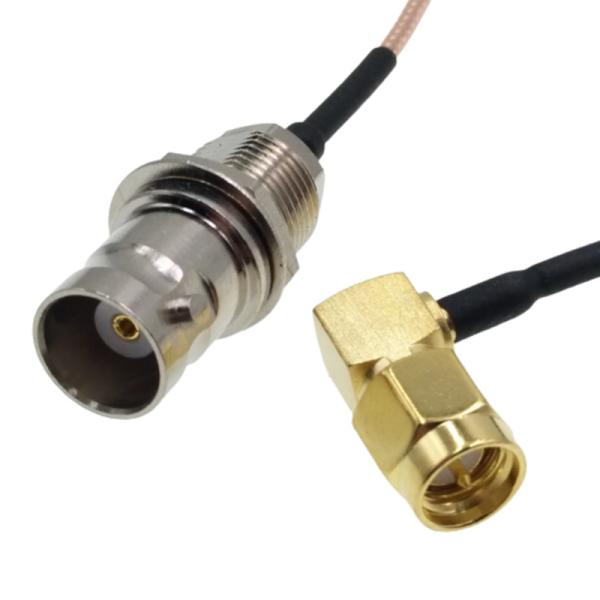 TNC male threaded female hole to 90 degrees MCX elbow internal pin adapter cable BNC female to MCX male RF cable