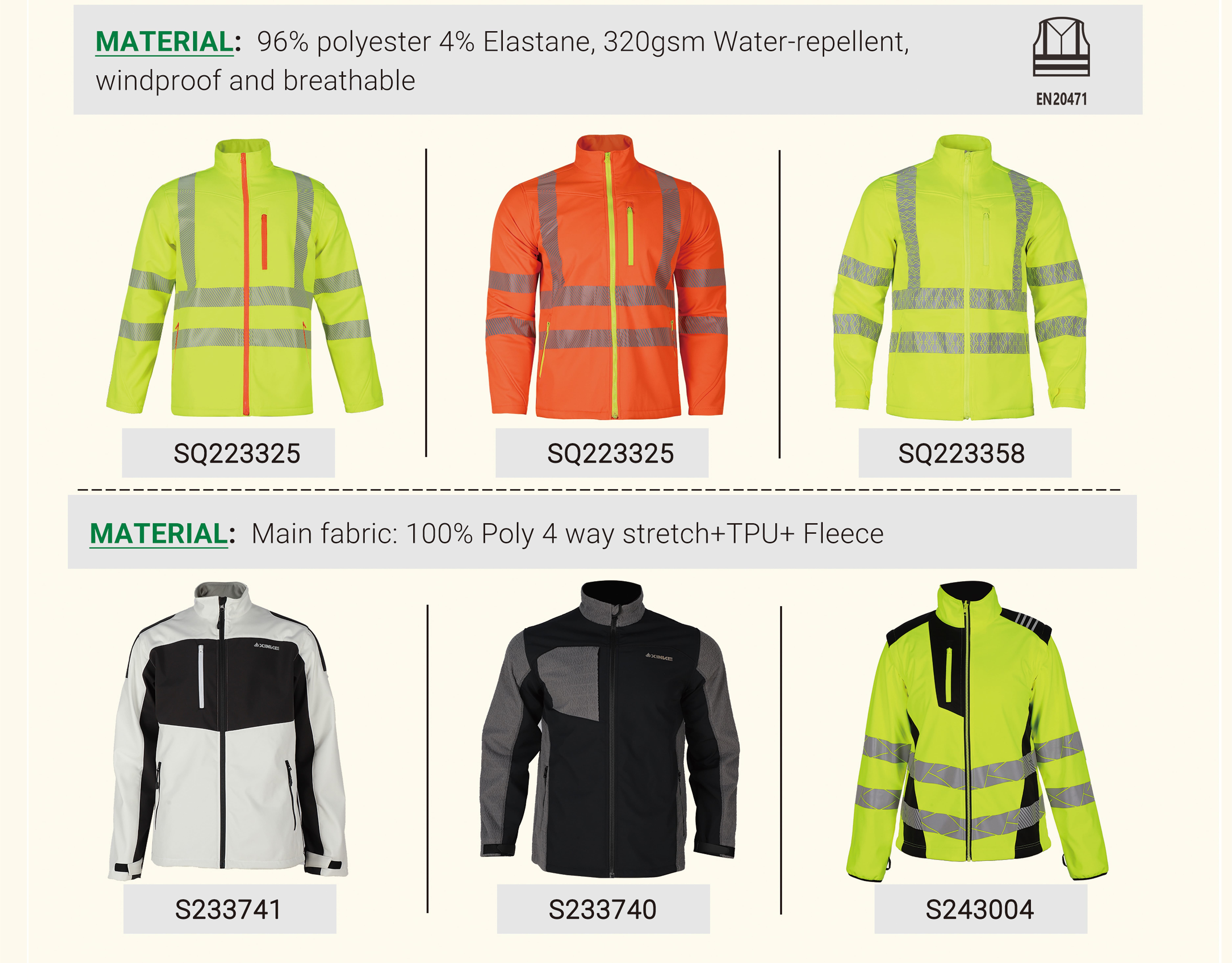 Factory Supply High Visibility Safety Work Clothes Construction Security Workwear Reflective Work Jacket for Mens Cotton