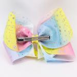 Large Size Hair Bow Ribbon Double Face Type Glitter Color With Clips