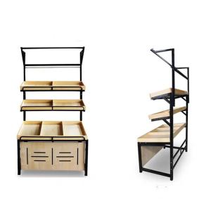 Wholesale Supermarket Fruit And Vegetables Shelves Customized Size Steel Wood Frame from china suppliers
