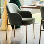 Stainless Steel Frame Boucle Dining Chairs Velvet Contemporary Dinette Sets