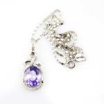 Sterling Silver Oval Pink Zircon Pendant and 925 Silver Chain Necklace (PSJ0268)