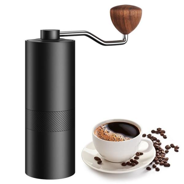 Black 12 Setting Compact Coffee Grinder Dual Bearings Hand Crank Conical Burr