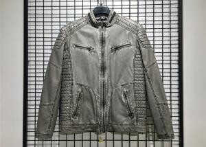 Wholesale Winter Mens PU Jacket , Pu Leather Jacket With Garment Dyed Technical from china suppliers