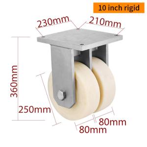 Wholesale EDL 10 Inch 5000kg Ultra Heavy Duty Dual Wheel MC Nylon Caster Plate Rigid Swivel Type 9510-26 from china suppliers