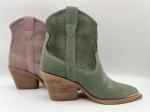 cow suede and canvas upper Womens Dress Boots，flower emboridery design upper