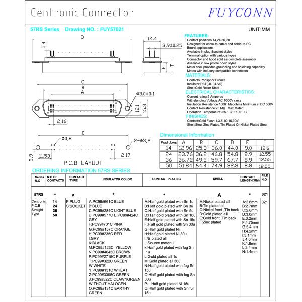 Champ Connector 50 Pin Male PCB Mounting Connector With Screws Lock