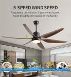 66 Inch Indoor Decorative Ceiling Fan With Led Light 3 Colour Change Fan With