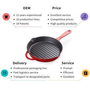 Wholesale 26cm Seasoned Cast Iron Skillet Pan Healthy Cooking With Ridge Bottom from china suppliers