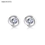 Lucky Flower Zircon Clover Crystal Diamond Stud Earrings