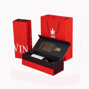 Wholesale CMYK Magnetic Book Shape Red Wine Gift Rigid Cardboard Paper Box for Luxury Packaging from china suppliers