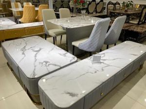 Wholesale 6 Pieces Marble Top Coffee Table Set With Solid Oak Wood Frame Wear Resistant from china suppliers