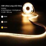 4000K COB Flexible LED Strip 480Leds 8mm10mm Width for Cabinet Bedroom Kitchen