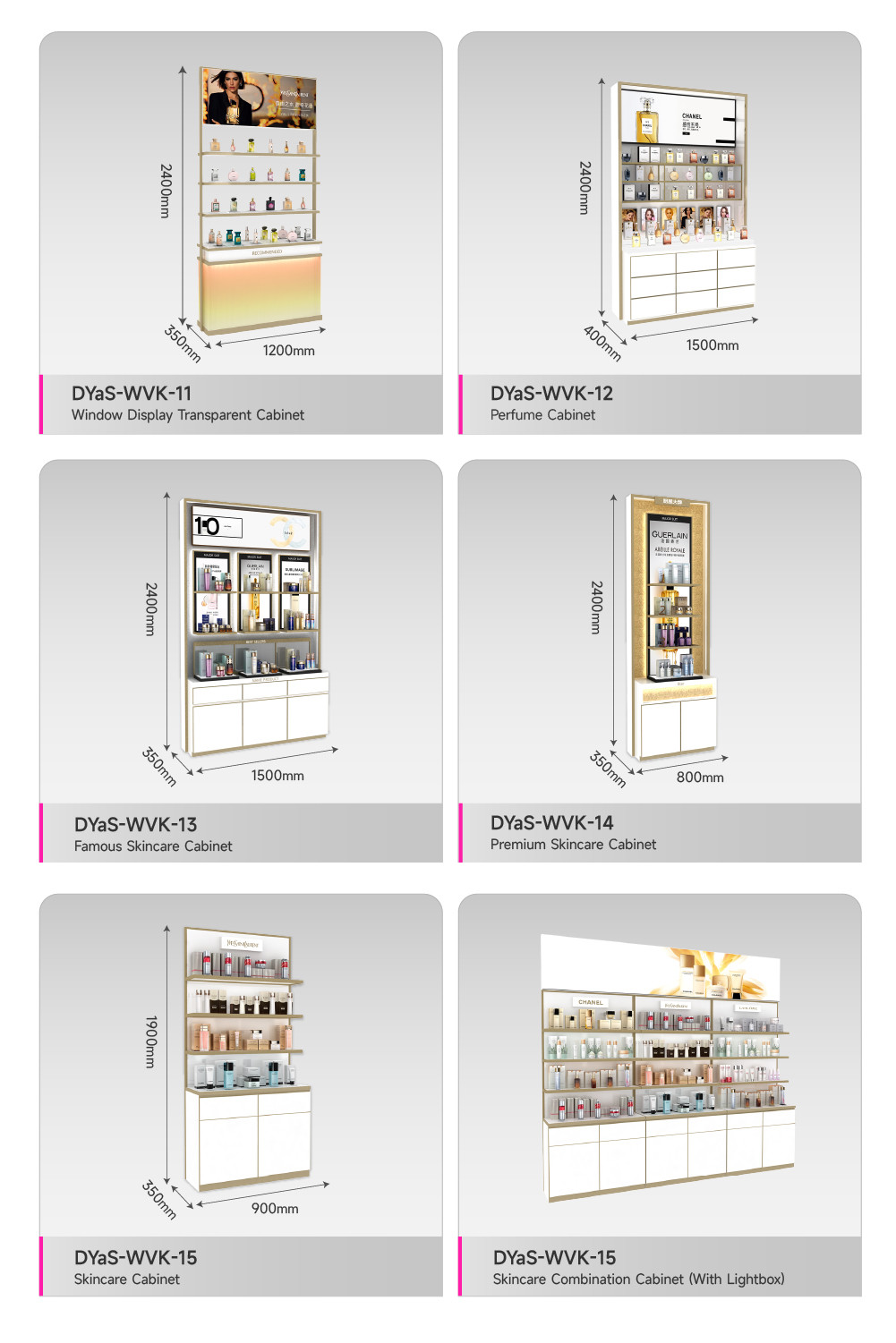 Cosmetic Store Rack White Wooden Skincare Cabinet With Light Box For Luxury Shop Display Furniture And Retail Shop Interior Design