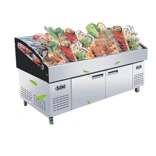 Fast Food Freezer Show Case 2 Door Display Chest Freezer Adjustable