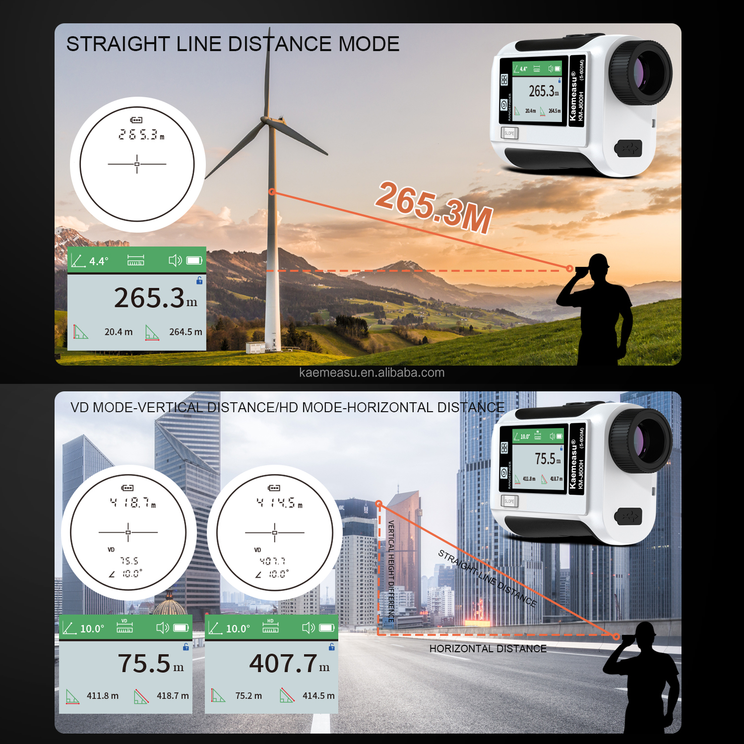 J600m Upgraded Voice Prompt Laser Rangefinder Angle Sensor Area Volume Functions