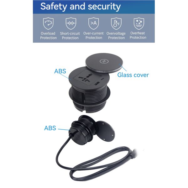 82mm Recessed Powered Grommet Desk Outlet USB C ROHS Certificated
