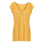 European and American sexy button solid color low-cut short-sleeved mini wrap
