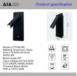 Modern minimalist 5V USB adjustable bedside wall lamp hotel headboard reading