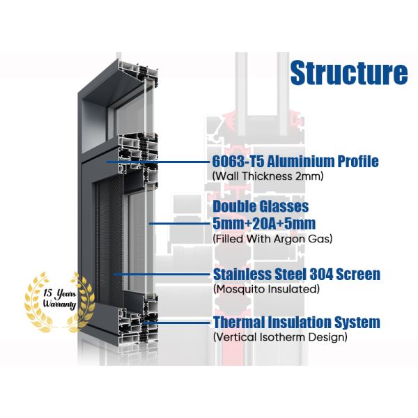 Thermal Insulated Aluminum Casement Window With High Airtight Performance