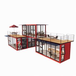 Wholesale 50/75/100mm Wave Sandwich Panel Wall Modular Mobile Store for Container Dessert Shop Street Prefab Coffee Kiosk Booth Design from china suppliers