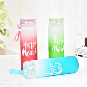 Wholesale 400ml Colored Frosted Glass Water Bottle Borosilicate Portable reusable from china suppliers