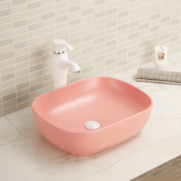 Not Breeding Bacteria Above Counter Bathroom Wash Basin Pink Easy Clean Ceramic