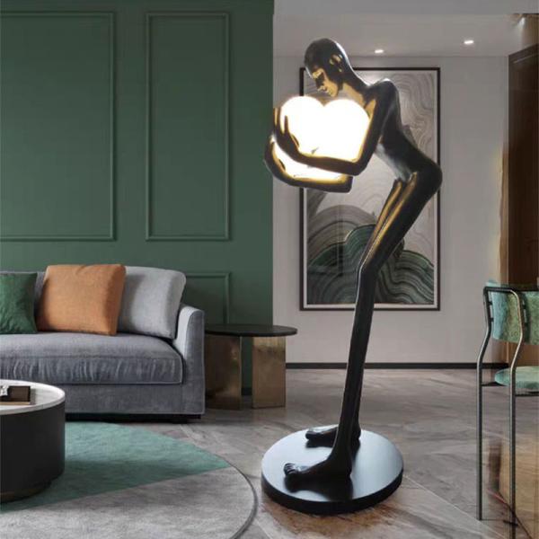 Postmodern Humanoid Floor Lamp Sculpture Holding Ball Model Art Designer Hotel
