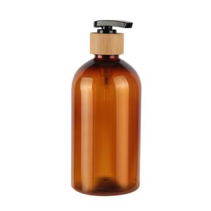 Wholesale Natural Bamboo Cosmetic Lotion Bottle Refillable 200ml 300ml 500ml Amber PET Bottle from china suppliers