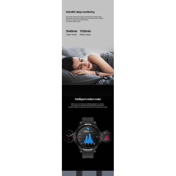 Eraysun 2 in 1 Bt Call Function Smartwatch Pressure Smart Watch With Earbuds Bracelet Tws Earbuds