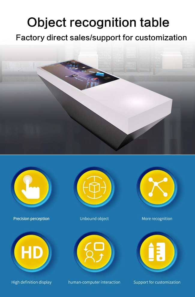 43'' Object Recognition Restaurants Smart Digital Interactive Multitouch Screen Coffee Table For Education