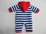 Yarn Dyed Striped Baby Footed Rompers Velour Warm Romper With Padding