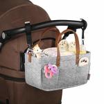 Tote Washable Diaper Caddy Nursery Storage Grey Cotton Felt