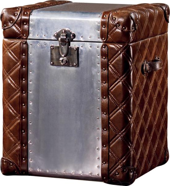Vintage Retro Genuine Leather Small Trunk Aluminium Sheet Lifted Cover With