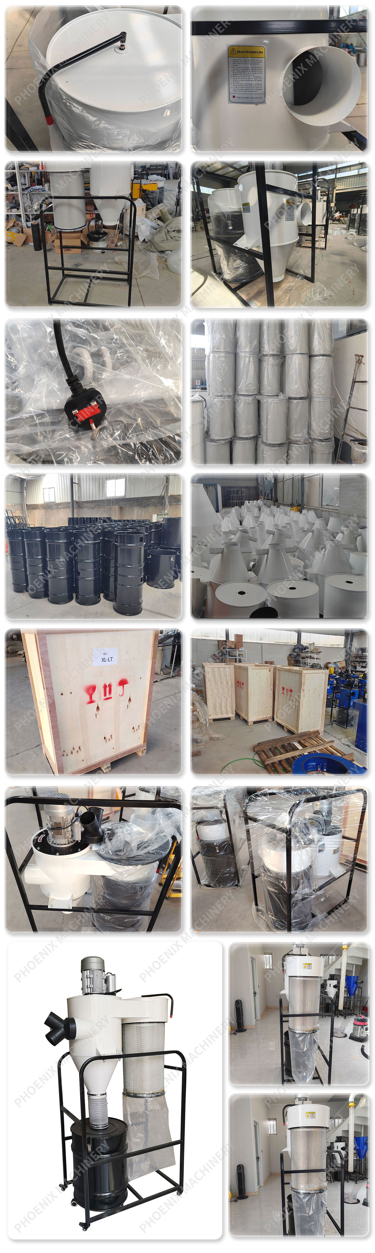 Small Cyclone Dust Collector for Woodworking Industrial Overall Size 900*550*2000mm