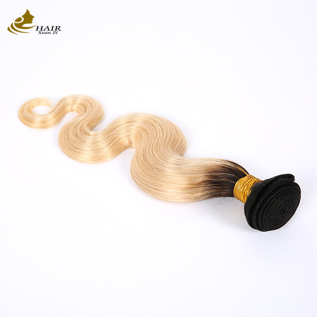Colored Ombre Weft Hair Extensions Curly Ponytail Extension 1B Body Wave