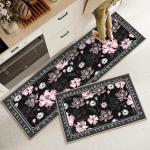 Plant Flower Printing Kitchen Floor Mats Non Slip 40*60mm Rectangle