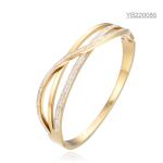 Stainless 18k Gold Plated Jewelry Triple Overlapping Rhinestone Bangle Bracelet