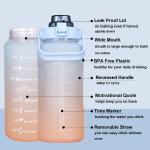 Large Half Gallon 64oz Motivational Water Bottle With Straw Time Marker BPA Free