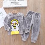 0.9M 35.4in Blue Children'S Pajamas Sets Winter Thick Warm Flannel Pajama Sets