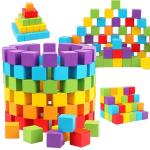 Colorful Wooden Cubes Building Blocks Toy Baby Color and Geometric Shape Wood