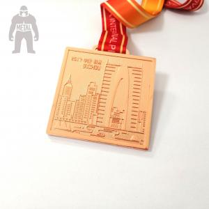 China Round Square Rose Metal Gold Medal Prize Gold Medal For Team Competetion Running Match on sale