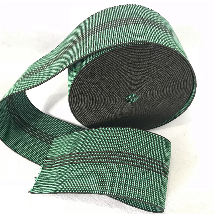 3 Inch Covered Threads Elastic Rubber Upholstery Webbing For Function Sofa In Green Color 460B#