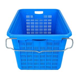 Wholesale Fruit Vegetable Basket Plastic Storage Crate Mesh Turnover Plastic Nestable Basket Metal Handle from china suppliers