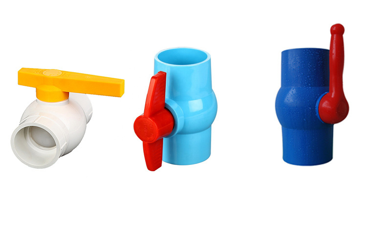 Chineses Thread PVC Octagonal Ball Valve with Red and Blue ABS Handle