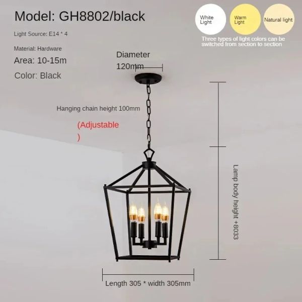 Loft Vintage Iron Birdcage Pendant Light Modern Darlana Linear Lantern Chandelier（WH-AP-640）