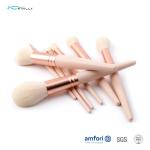 Custom 8PCS Travel Makeup Brush Set Wooden Handle And Nylon Hair